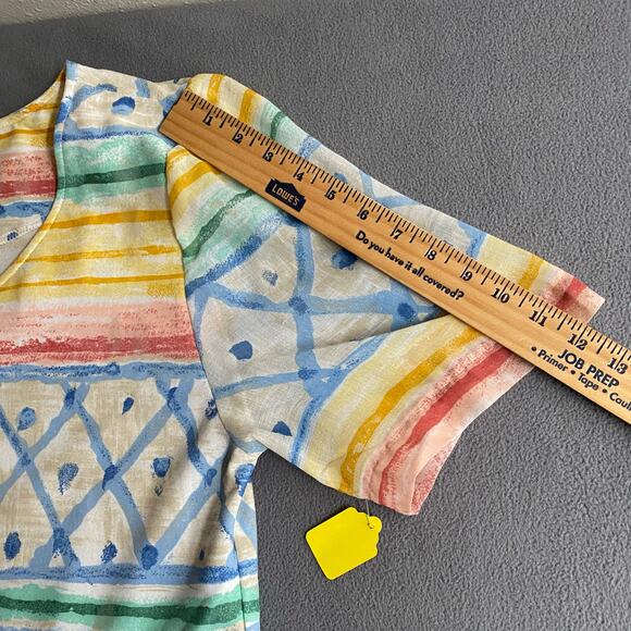 Vtg 80s 90s Two Potato Artsy A Line Midi Dress M Sheer NOS Coastal Pastel - Picture 12 of 16